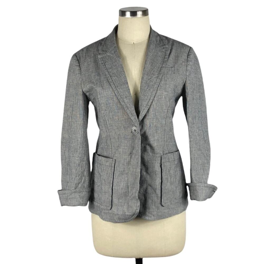 ATM ANTHONY‎ THOMAS MELILLO Heathered Gray Blazer Jacket Button Size 8 Career
